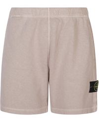 Stone Island - Logo Patch Old Effect Shorts - Lyst