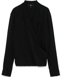 Theory - V-Neck Draped Blouse - Lyst