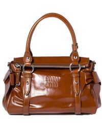 Miu Miu - Shiny Leather Top-Handle Bag - Lyst