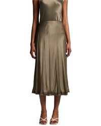 Vince - Pleated-Design Satin-Finish Midi Skirt - Lyst