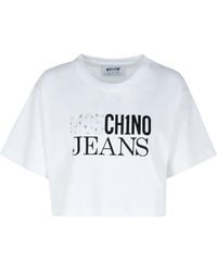 Moschino - Jeans Logo Printed Cropped Jersey T-Shirt - Lyst