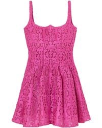 Emilia Wickstead - Pleated Embossed Mini Dress - Lyst