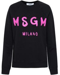 MSGM - Logo-Print Cotton Sweatshirt - Lyst