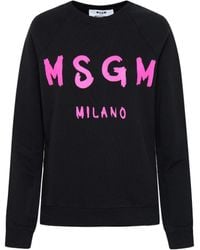 MSGM - Logo-Print Cotton Sweatshirt - Lyst