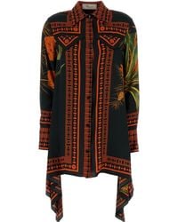 Blumarine - Draped Printed Twill Shirt Dress - Lyst