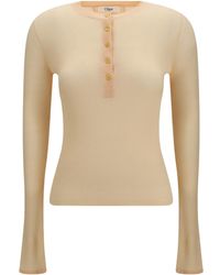 Chloé - Chloé Ribbed Henley Knitted Sweater - Lyst