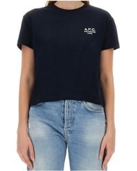 A.P.C. - Logo Embroidered Crewneck T-Shirt - Lyst