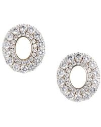 Self-Portrait - Oval Crystal Pearl Earrings - Lyst