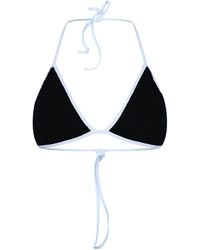 CASABLANCA - Contrasttrim Triangle Halter Bikini Top - Lyst