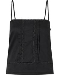 STAUD - Corinna Lace-Trimmed Cotton Top - Lyst