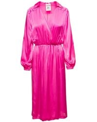 Semicouture - Plunging V-Neck Midi-Dress - Lyst