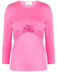 Blumarine - Pleated Long-Sleeved T-Shirt - Lyst