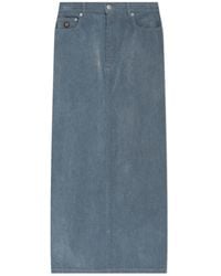 Moschino - Logo Patch Midi Denim Skirt - Lyst