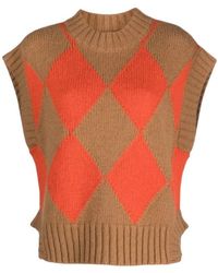 La DoubleJ - Argyle-Print Knitted Vest - Lyst