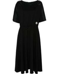 Moncler - Logo Patch Short-Sleeved Midi Dress - Lyst