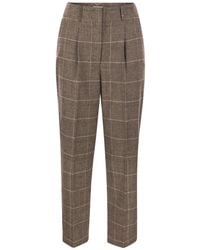 Peserico - Flannel Checkered Trousers - Lyst