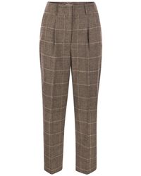 Peserico - Flannel Checkered Trousers - Lyst