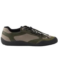 Prada - Speedrock Leather And Mesh Fabric Sneakers - Lyst