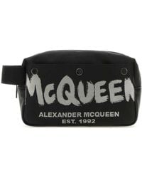 McQueen - Logo Printed Zipped Toiletry Bag - Lyst