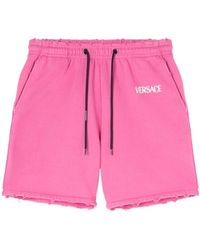 Versace - Logo Embroidered Drawstring Shorts - Lyst