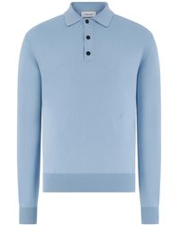 Ferragamo - Ferragamo Logo-Embroidered Long-Sleeved Knitted Polo Shirt - Lyst
