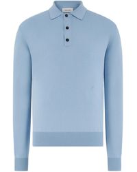 Ferragamo - Logo-Embroidered Long-Sleeved Knitted Polo Shirt - Lyst