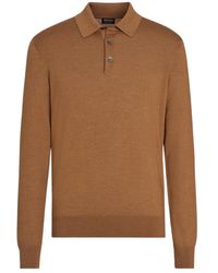 ZEGNA - Logo Long-Sleeved Polo Shirt - Lyst