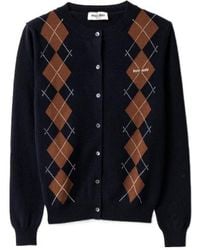 Miu Miu - Cashmere Argyle Cardigan - Lyst