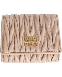 Miu Miu - Logo-Lettering Matelassé Tri-Fold Wallet - Lyst