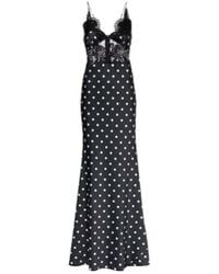 Self-Portrait - Polka-Dot Lace-Trimmed Satin Gown - Lyst