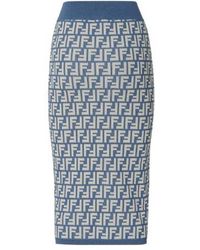 Fendi - Ff Jacquard Midi Skirt - Lyst