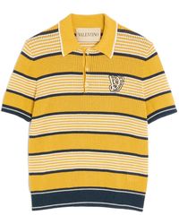 Valentino - Long-Sleeved Linen And Cotton Polo Shirt With Vg Patch - Lyst
