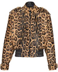 Balmain - Ponyskin-Style Leather Bomber Jacket With Leopard Pattern - Lyst