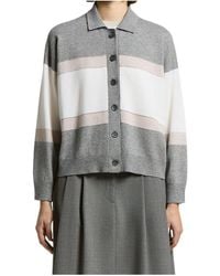 Peserico - Striped Button-Down Cardigan - Lyst