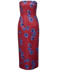 Emilia Wickstead - Leila Floral Duchess Satin Midi Dress - Lyst