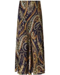 Etro - Paisley-Print Satin Midi Skirt - Lyst