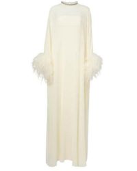 Roland Mouret - Feather-Trimmed Caped Silk Chiffon Gown - Lyst