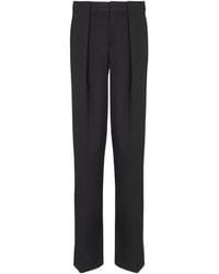 Balmain - Wool Pleated Straight Trousers - Lyst