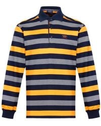 Paul & Shark - Striped Long-Sleeved Polo Shirt - Lyst