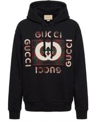 Gucci - Logo-Print Drawstring Hoodie - Lyst