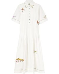 ALÉMAIS - Cotton Embroidered Midi Dress - Lyst