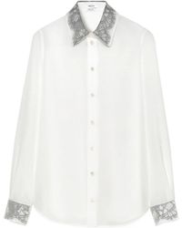McQueen - Floral-Lace Detailed Shirt - Lyst