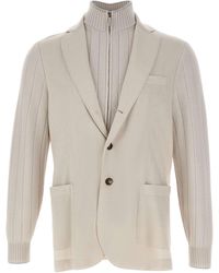 Eleventy - Ribbed Knit Blazer Jacket - Lyst