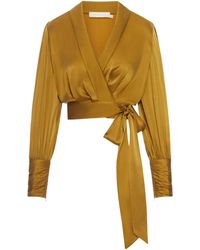 Zimmermann - Long-Sleeve Wrap Top - Lyst