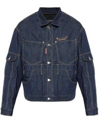 DSquared² - Logo Embroidered Denim Jacket - Lyst