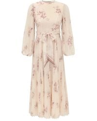 Zimmermann - Sunray Pleated Floral Midi Dress - Lyst