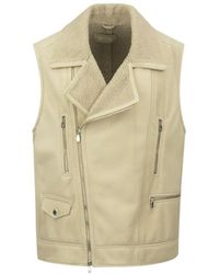 Brunello Cucinelli - Zip-Up Leather Vest - Lyst
