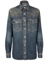 Fendi - Denim Collared Long-Sleeved Shirt - Lyst