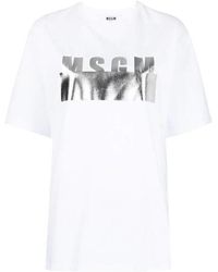 MSGM - Logo-Print Short-Sleeve T-Shirt - Lyst