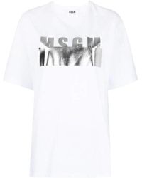 MSGM - Logo-Print Short-Sleeve T-Shirt - Lyst